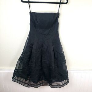 Women's White House Black Market Strapless Lace A-Line Little Black Dress Sz 00